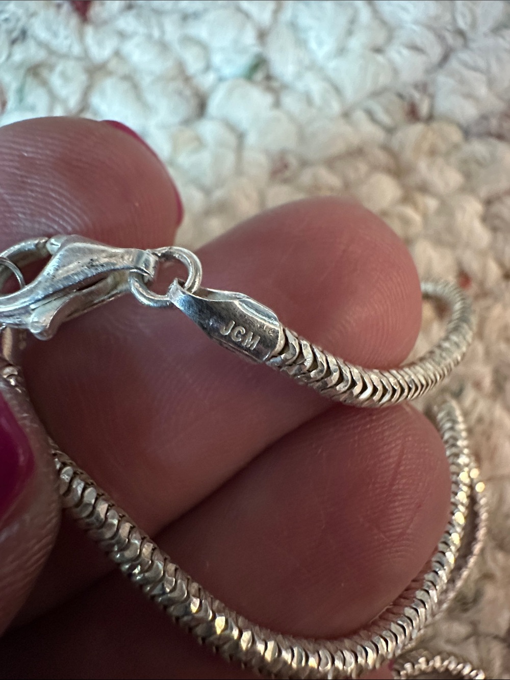 Vintage JCM Sterling Silver Herringbone Chain Necklace - Silver 16”